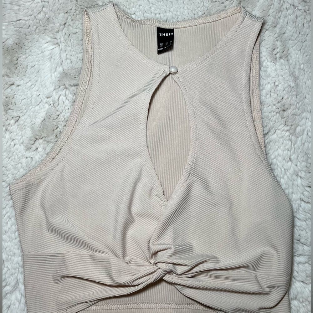 Cream Twist-Front Top - Picture 2 of 3